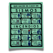 Señalamiento qué Hacer en Caso de Sismos e Incendios 30X40 Fotoluminiscente