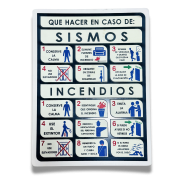 Señalamiento qué Hacer en Caso de Sismos e Incendios 30X40 Mate