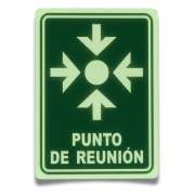 Señal informativa de condiciones seguras 'Punto de Reunión' Fotoluminiscente 20x25